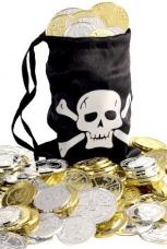 bourse de pirate avec pieces d'or