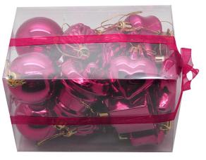 coffret de 20 decorations de noel fuchsia