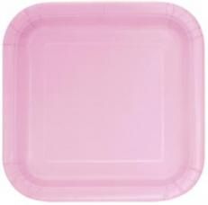 assiettes carrées rose pastel