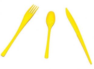 couverts jetables Jaune