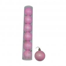 boite de 6 boules de noel rose nacrees