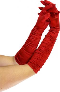 Gants Satinés plissés Rouge