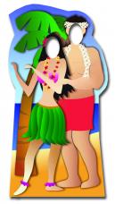 figurine geante passe tete couple hawaien