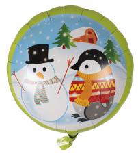 ballon rond bonhomme de neige et pingouin