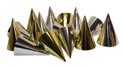 chapeau pointu carton or et argent metallise