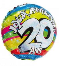 ballon helium joyeux anniversaire 20 ans