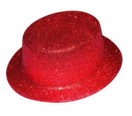 chapeau haut de forme rouge paillete plastique