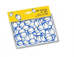 confettis de table ballons de rugby jaune et bleu