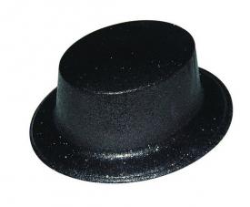 chapeau haut de forme noir paillete plastique