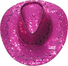 chapeau cow boy paillettes rose