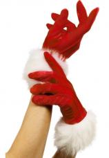 gants miss santa velours et fourrure