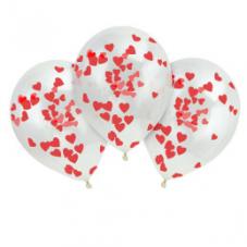 Ballons confettis coeur rouge