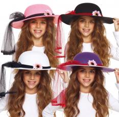 chapeau enfant avec voilage et fleur