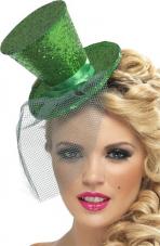 mini chapeau haut de forme vert paillete