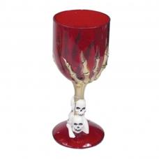 verre plastique gothique rouge pied squelette