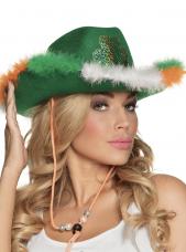 chapeau de cowboy vert plume saint patrick