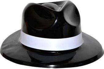 chapeau gangster noir pvc