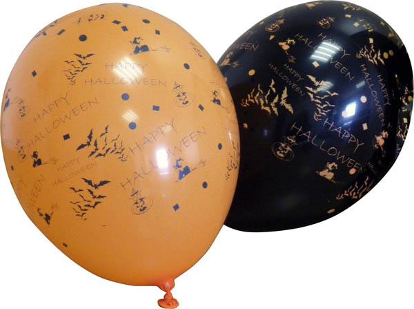 12 Ballons Halloween orange et noir pas cher