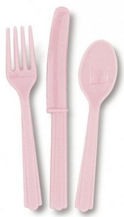 Couverts en plastique de couleur rose pastel