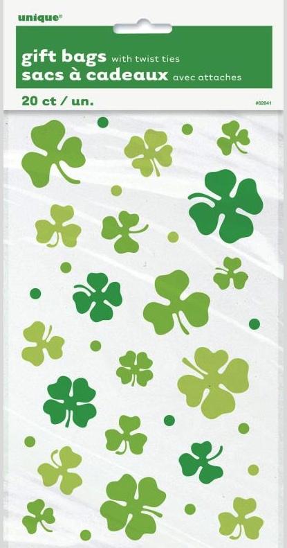 20 Sachets cadeaux trèfles Saint Patrick pas cher