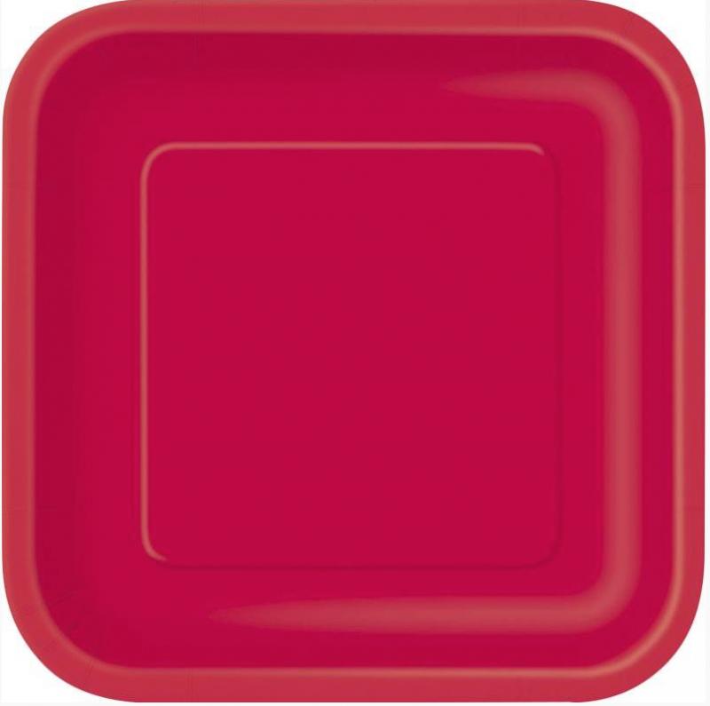 Assiettes carre rouge en carton pas cher