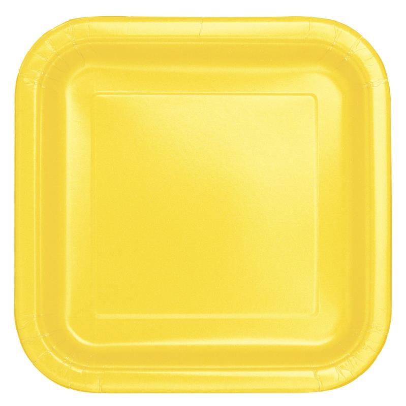 Assiettes carrées jaune pas cher