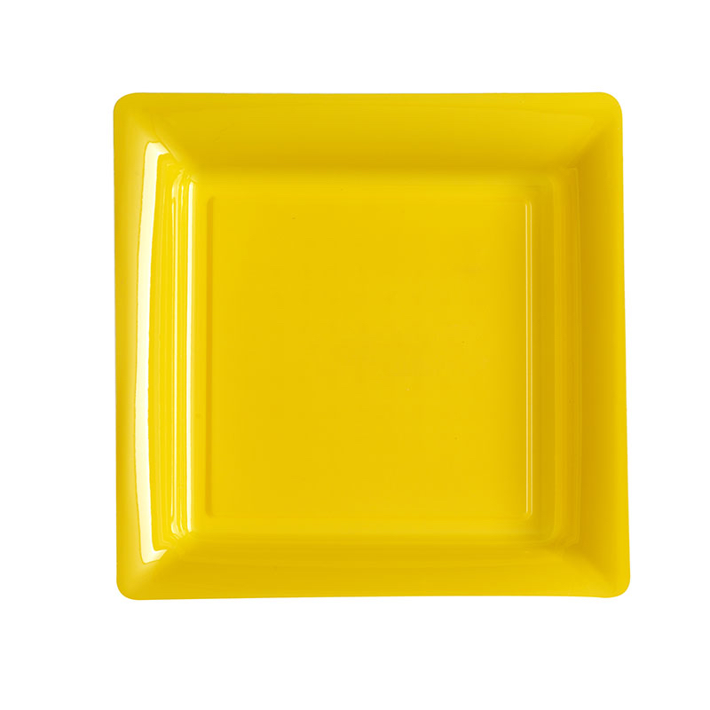 Assiettes plastique carrées jaune qualité supérieur