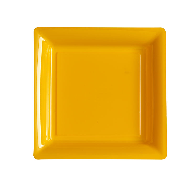 Assiettes plastique carrées orange qualité supérieur