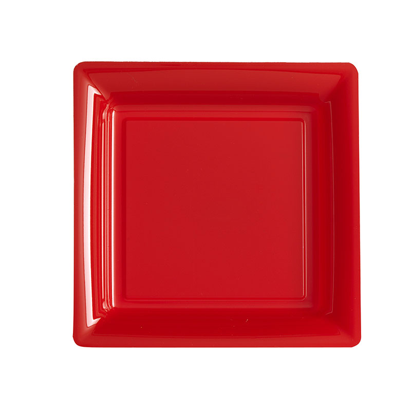 Assiettes plastique carrées rouge qualité supérieur