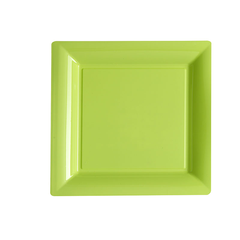 Assiettes plastique carrées vert anis pas cher