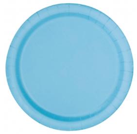 Assiettes rondes en carton bleu pastel