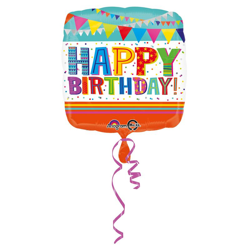 Ballon Happy Birthday carré pas cher
