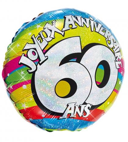 Ballon hélium joyeux anniversaire 60 ans pas cher