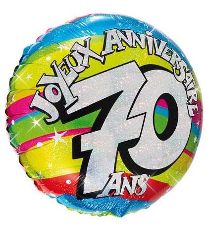 Ballon hélium joyeux anniversaire 70 ans pas cher