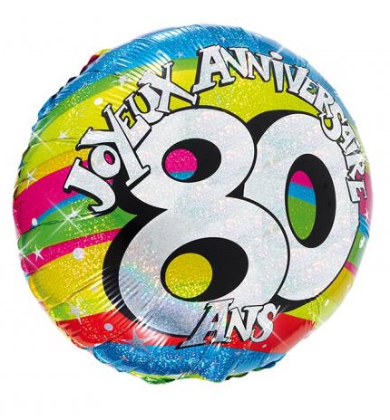 Ballon hélium joyeux anniversaire 80 ans pas cher
