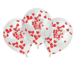 Ballons confettis coeur rouge pas cher