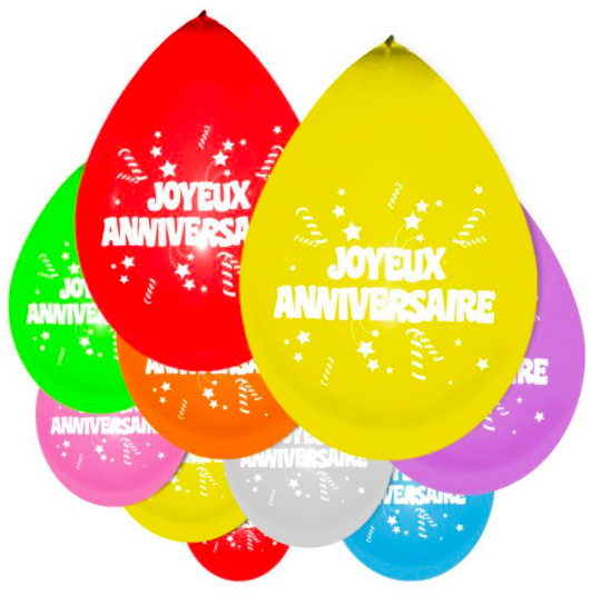 Sachet de ballons gonflables joyeux anniversaire 1er prix