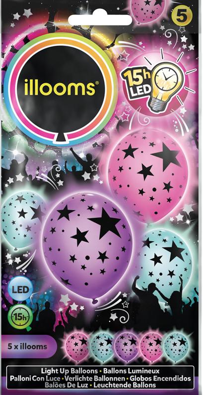 Ballons Multicolores Lumineux (LED) Etoiles pas cher