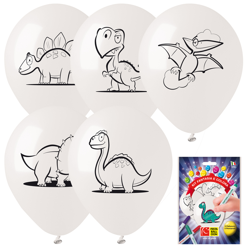 Ballons thème Dinosaures à colorier pas cher