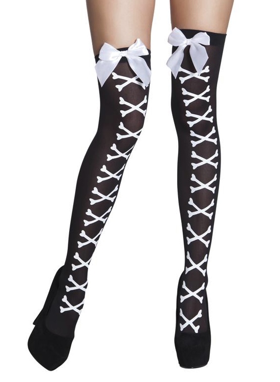 Bas noir et blanc squelette pas cher