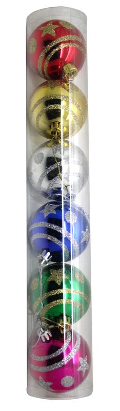 Boite de 6 boules de Noël décorées pas cher