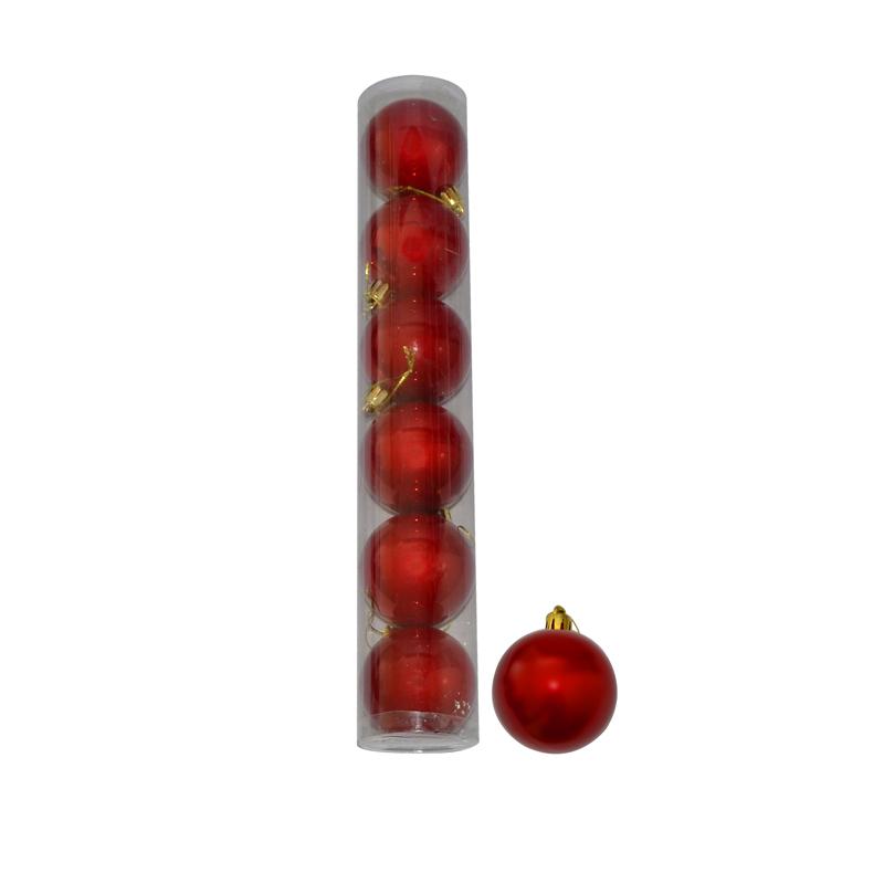 Boite de 6 boules de Noël rouge nacrées pas cher