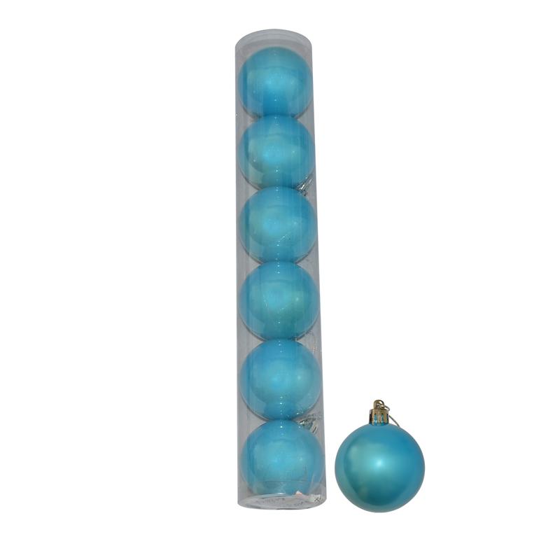 Boite de 6 boules de Noël turquoise nacrées pas cher