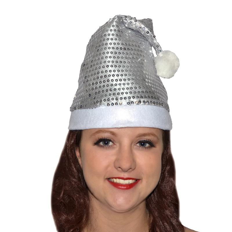 Bonnet de Noël argent pailleté pas cher