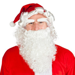 Bonnet de Père Noël avec perruque, sourcils, et  Barbe pas cher