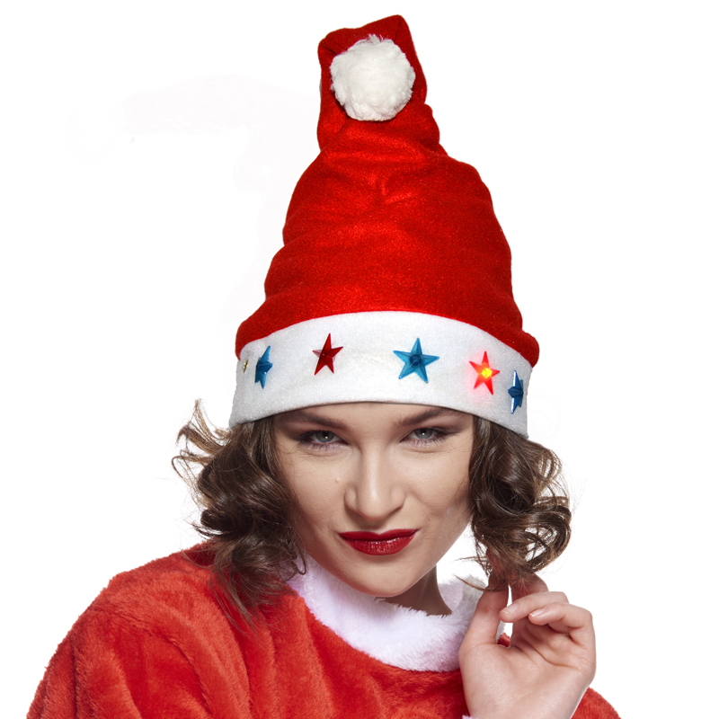 Bonnet de Père Noël rouge lumineux