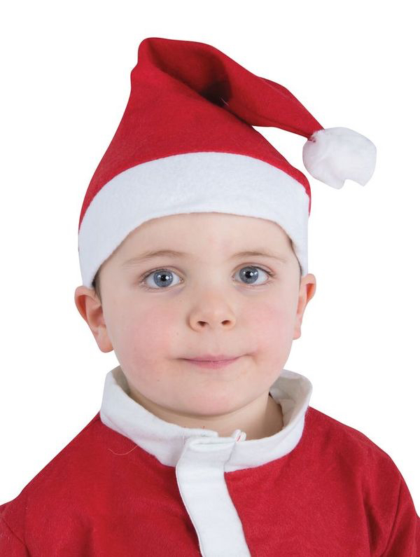 Bonnet de Père Noël rouge pour enfant pas cher