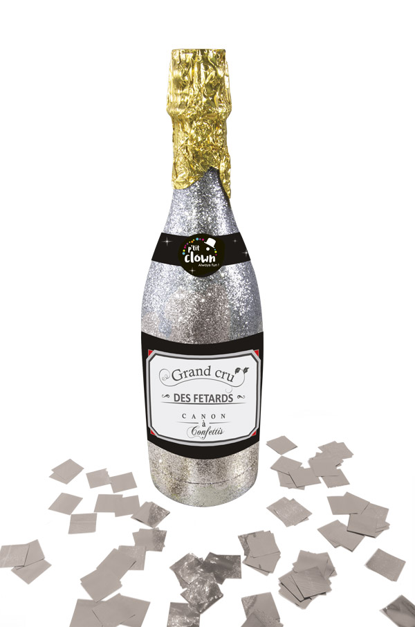 Bouteille lance confettis argent pas cher