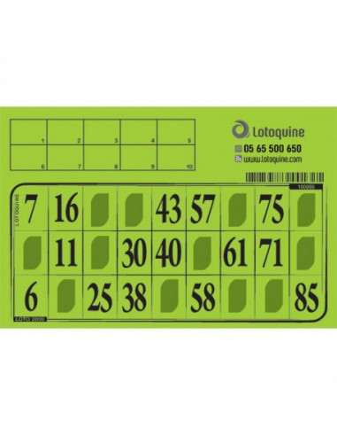 Carton loto rigide a tamponner
