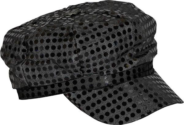 Casquette disco noire à paillettes pas cher